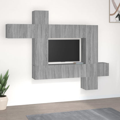 vidaXL Meuble TV 10 pcs Aggloméré Gris Sonoma