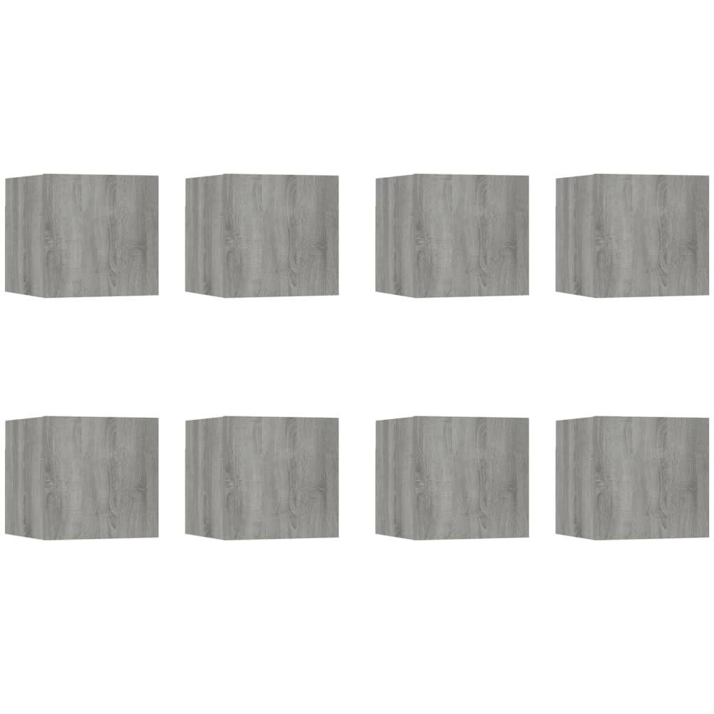 vidaXL Meuble TV mural 8 pcs Gris Sonoma 30,5x30x30 cm