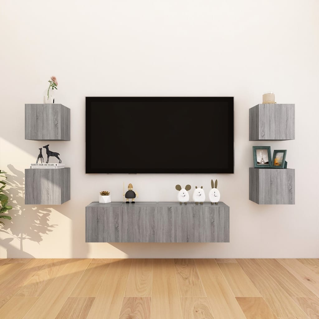 vidaXL Meuble TV mural 8 pcs Gris Sonoma 30,5x30x30 cm