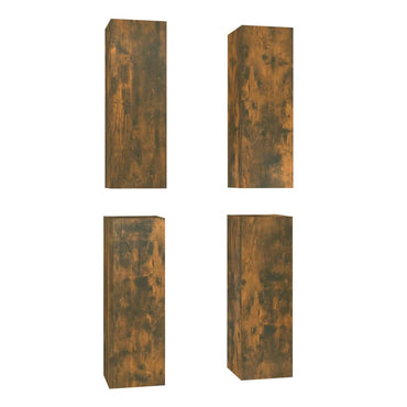 Meubles TV vidaXL 4 pcs Chêne fumé 30,5x30x90 cm Bois d'ingénierie