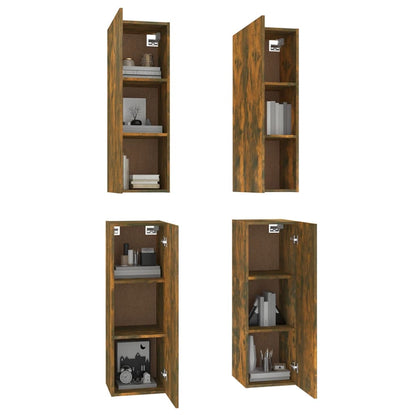 vidaXL TV-Schränke 4 Stk. Räuchereiche 30,5x30x90 cm Holzwerkstoff