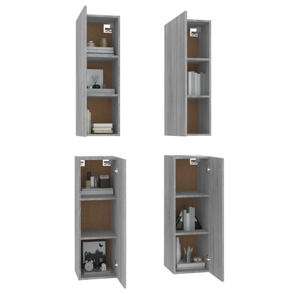 vidaXL Meubles TV 4 pcs Gris Sonoma 30,5x30x90 cm Aggloméré