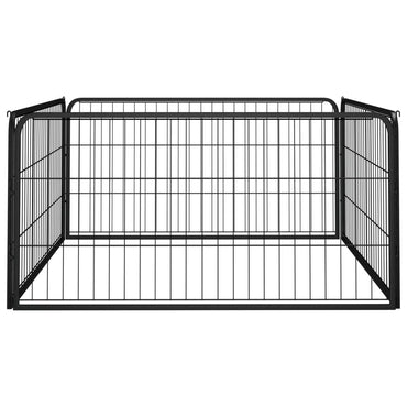 vidaXL 4-tlg. Hundelaufstall Schwarz 100x50cm Stahl Pulverbeschichtung