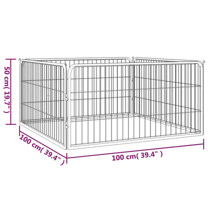 vidaXL Parc pour chiots 4 pcs Noir 100x50 cm Acier poudré