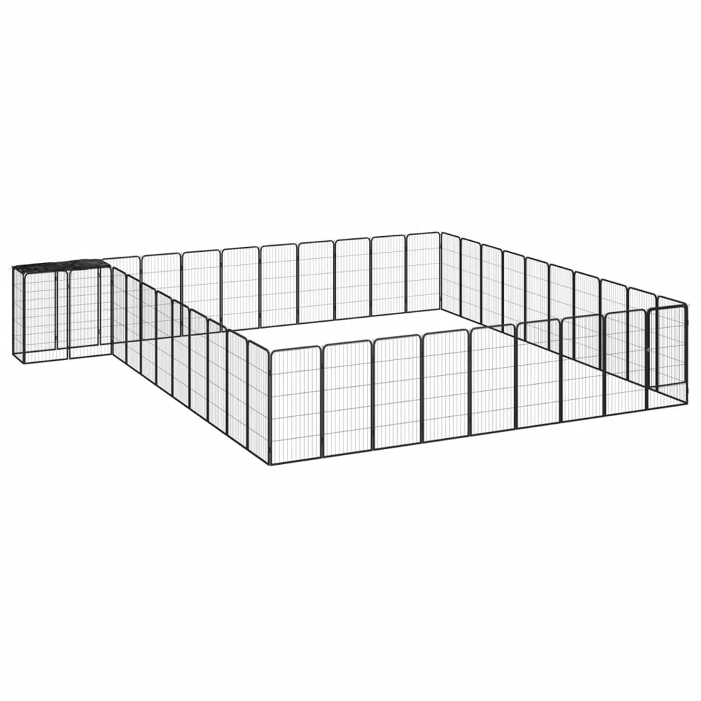 vidaXL Parc pour chien 42 pièces Noir 50x100 cm Acier poudré