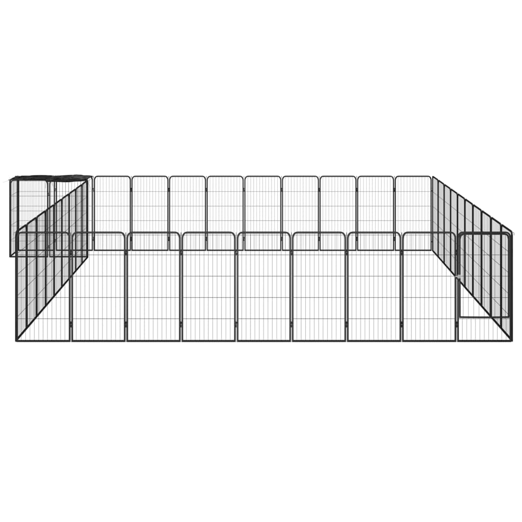 vidaXL Parc pour chien 42 pièces Noir 50x100 cm Acier poudré