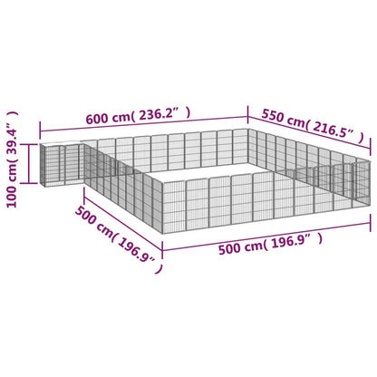 vidaXL 46-tlg. Hundelaufstall Schwarz 50x100cm Stahl Pulverbeschichtet