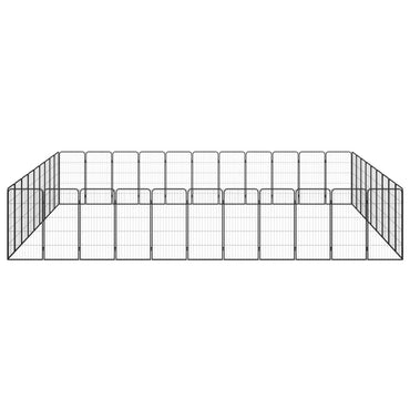 vidaXL 40-tlg. Hundelaufstall Schwarz 50x100cm Stahl Pulverbeschichtet
