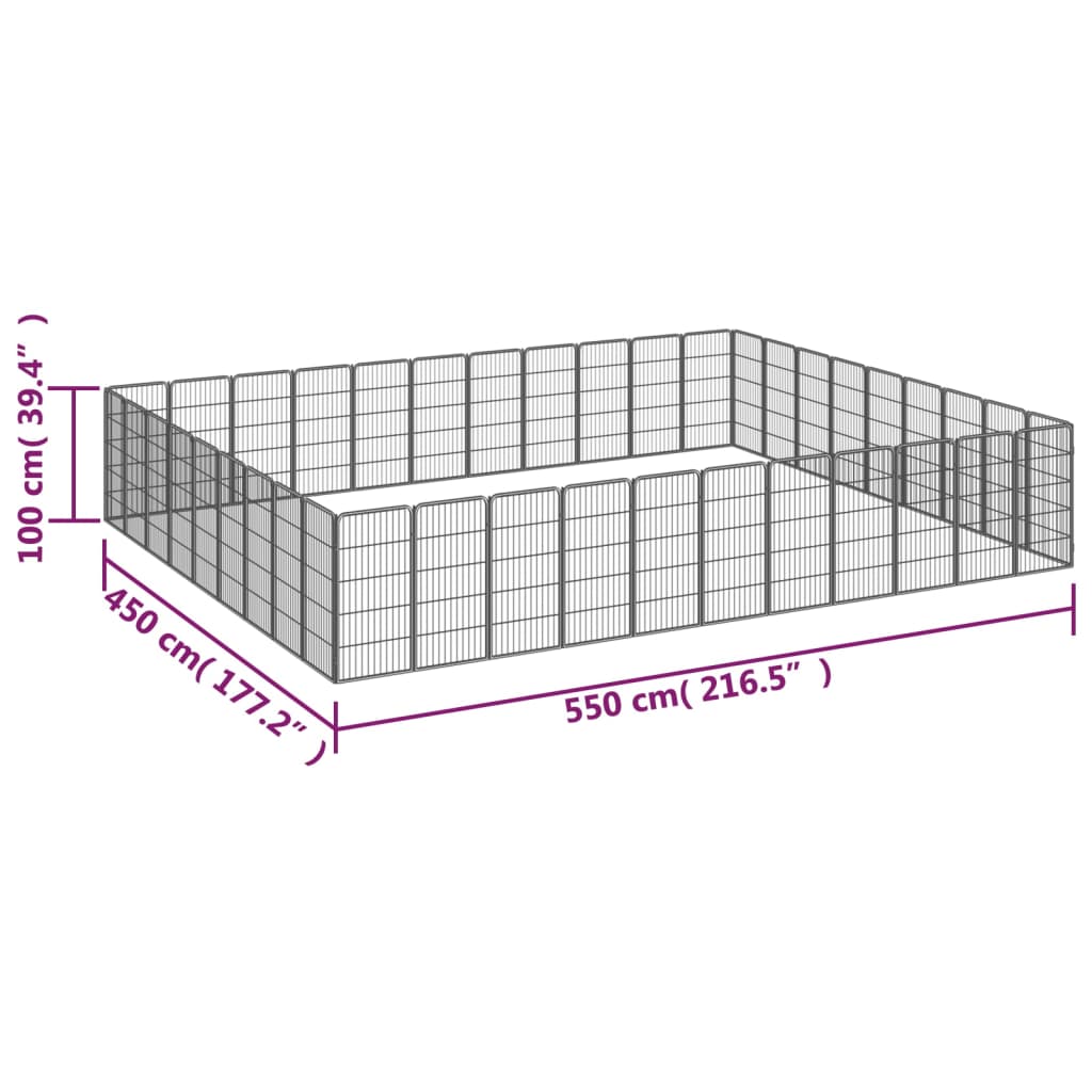 vidaXL Parc pour Chiens 40 pcs Noir 50x100 cm Acier Revêtu par Poudre