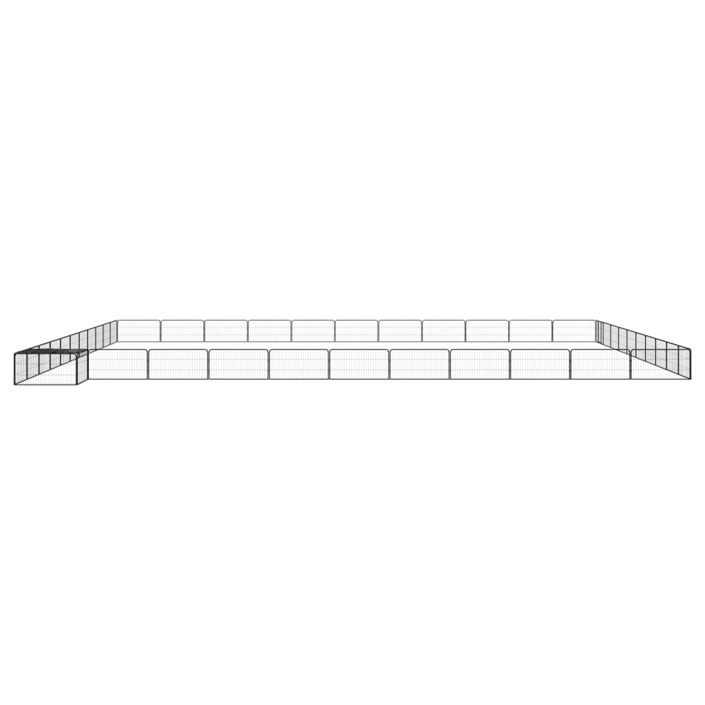 vidaXL Enclos pour chiens 44 pcs Noir 100x50 cm Acier poudré