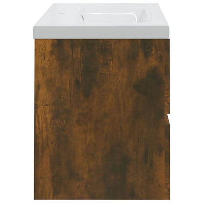 vidaXL Meuble sous-lavabo avec lavabo intégré Chêne fumé Bois d'ingénierie