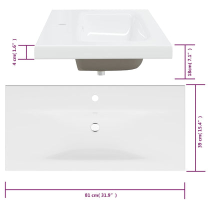 vidaXL Meuble sous-lavabo avec lavabo intégré Chêne fumé Bois d'ingénierie