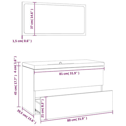 vidaXL Badmöbel-Set Räuchereiche Holzwerkstoff