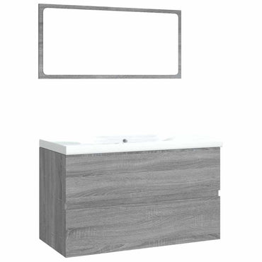 vidaXL Badmöbel-Set Grau Sonoma Holzwerkstoff