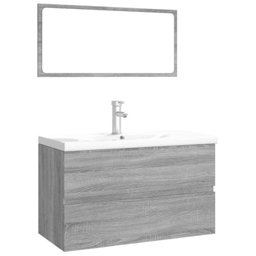 vidaXL Badmöbel-Set Grau Sonoma Holzwerkstoff