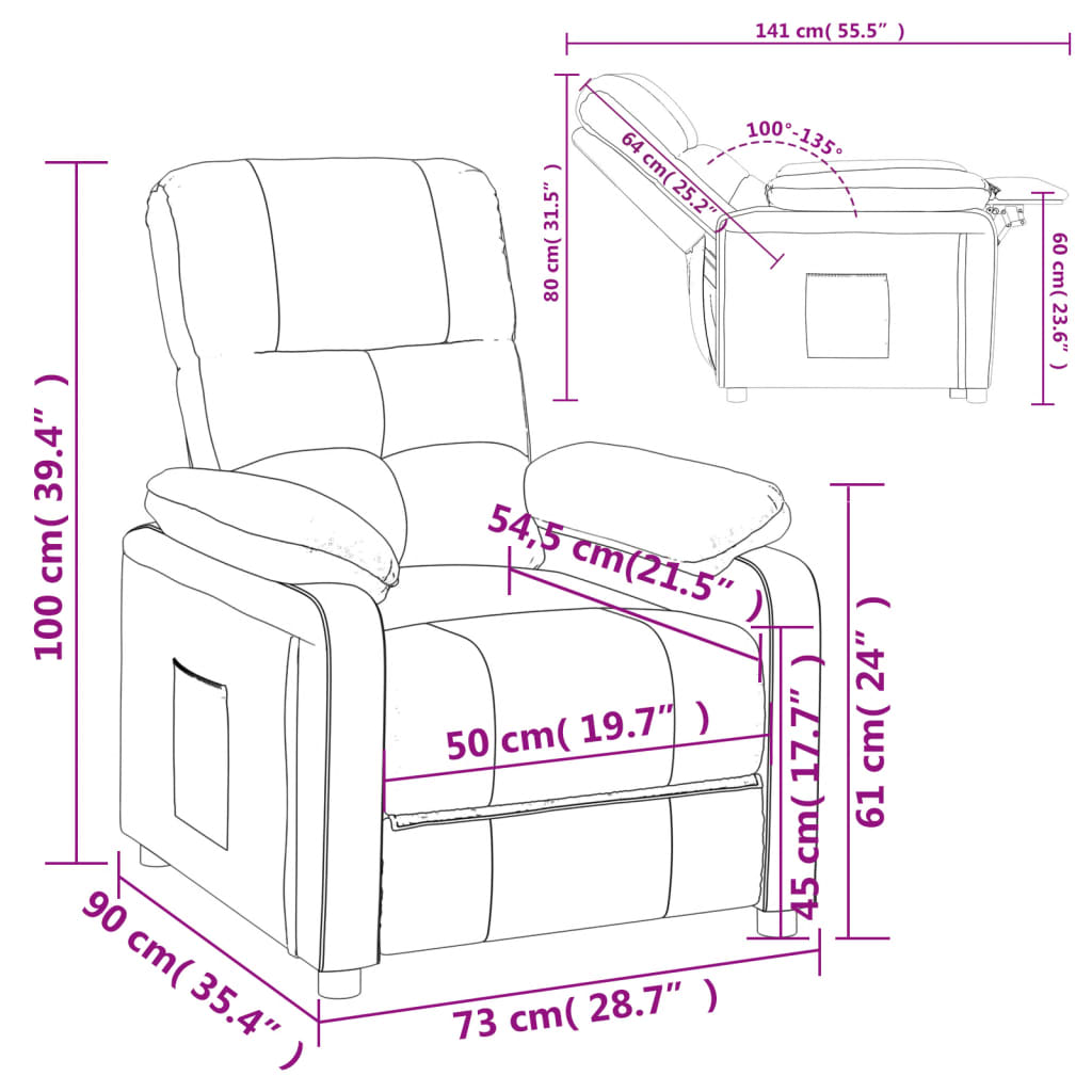 vidaXL Fauteuil relax vert foncé en tissu