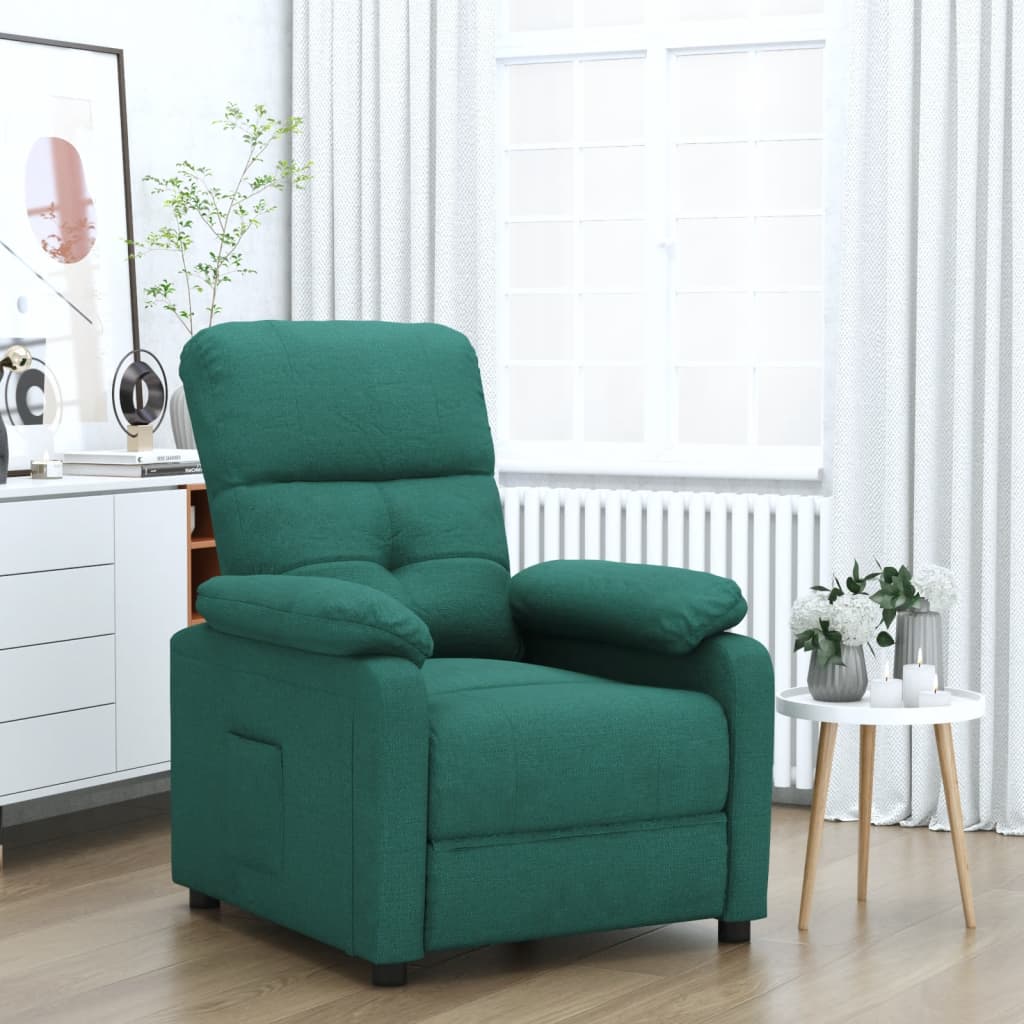 vidaXL Fauteuil relax vert foncé en tissu