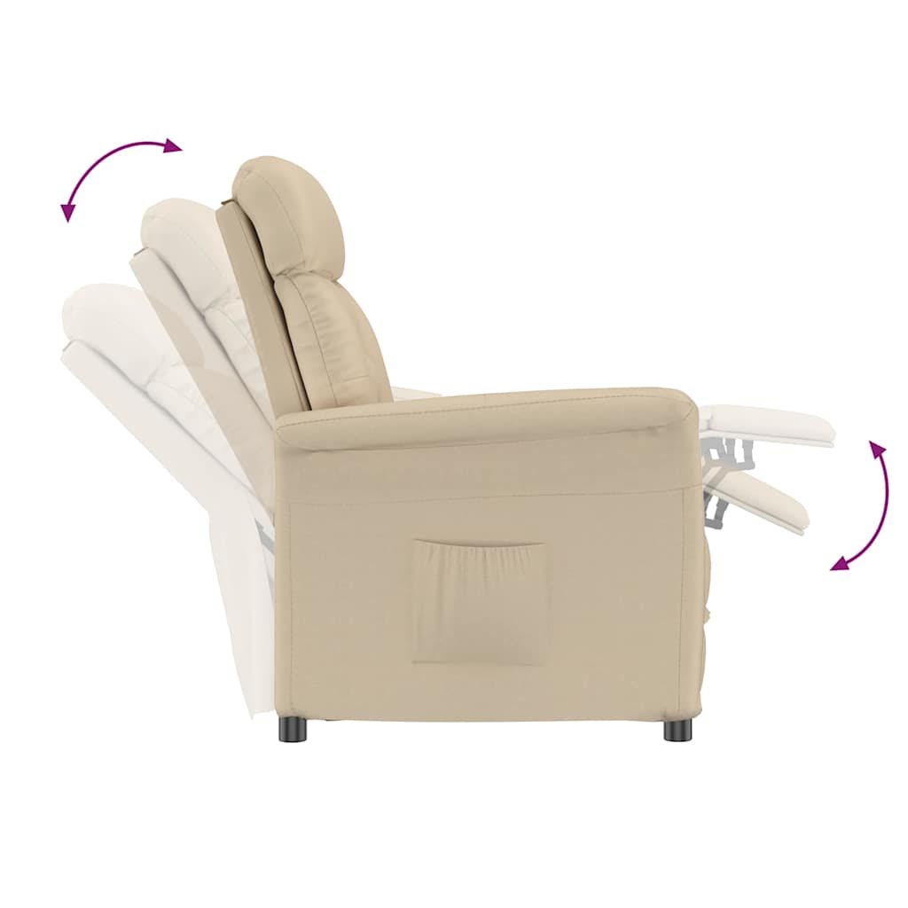 vidaXL Fauteuil crème 96,5 x 70,5 x 95 cm microfibre