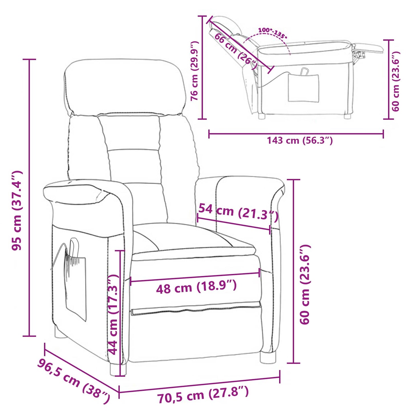 Massagesessel mit Kissen Hellgrau 70.5 x 96.5 x 95 cm Polyester