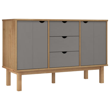 vidaXL Bahut OTTA Marron et Gris 113,5x43x73 cm Bois de pin massif