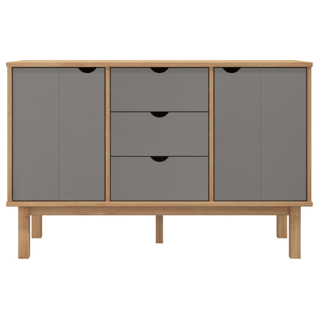 vidaXL Bahut OTTA Marron et Gris 113,5x43x73 cm Bois de pin massif
