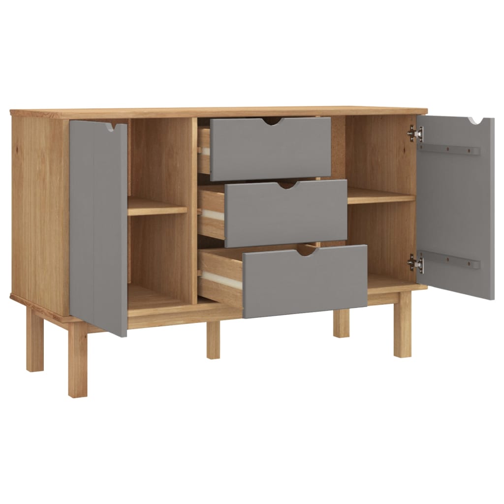 vidaXL Bahut OTTA Marron et Gris 113,5x43x73 cm Bois de pin massif