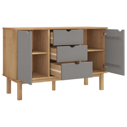 vidaXL Bahut OTTA Marron et Gris 113,5x43x73 cm Bois de pin massif