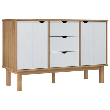 vidaXL Buffet OTTA marron et blanc 113,5x43x73 cm en pin massif
