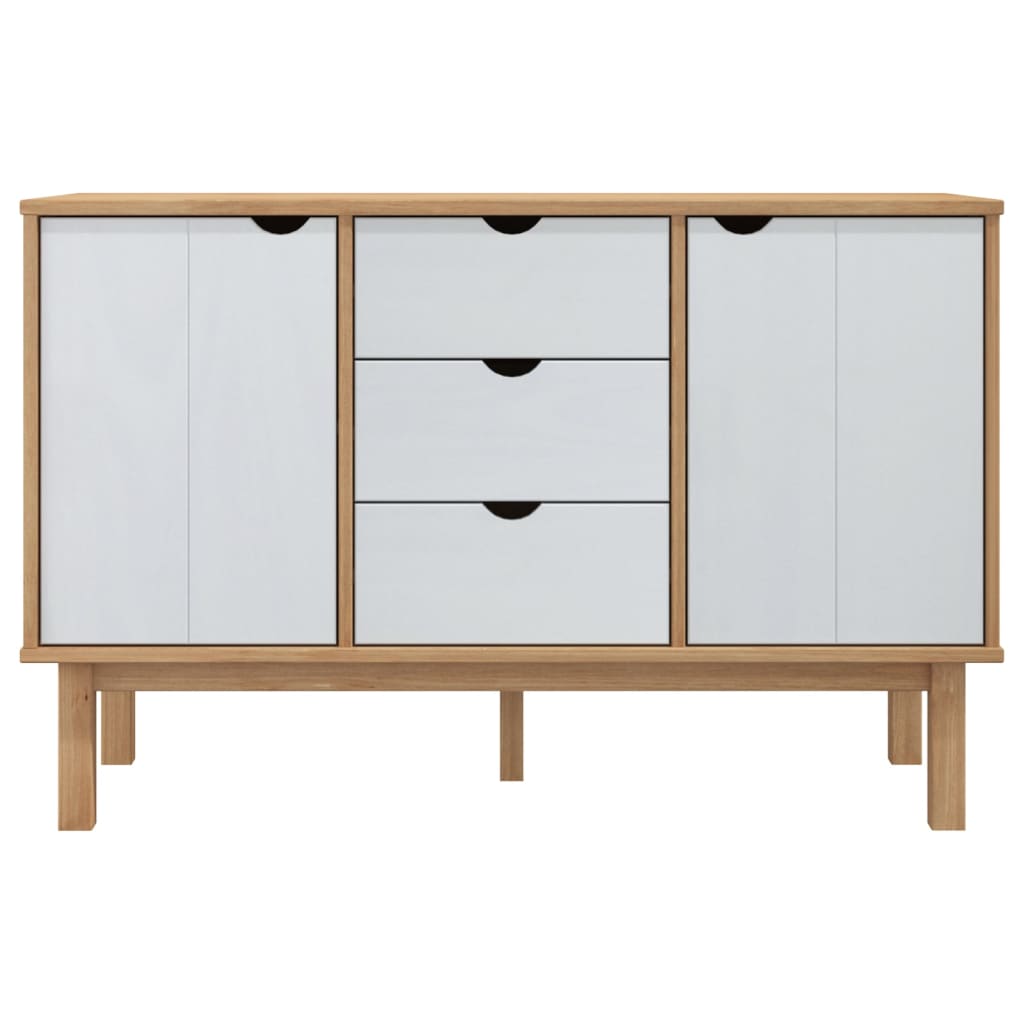 vidaXL Buffet OTTA marron et blanc 113,5x43x73 cm en pin massif
