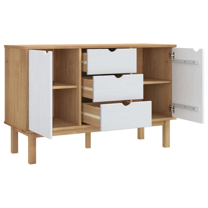 vidaXL Buffet OTTA marron et blanc 113,5x43x73 cm en pin massif