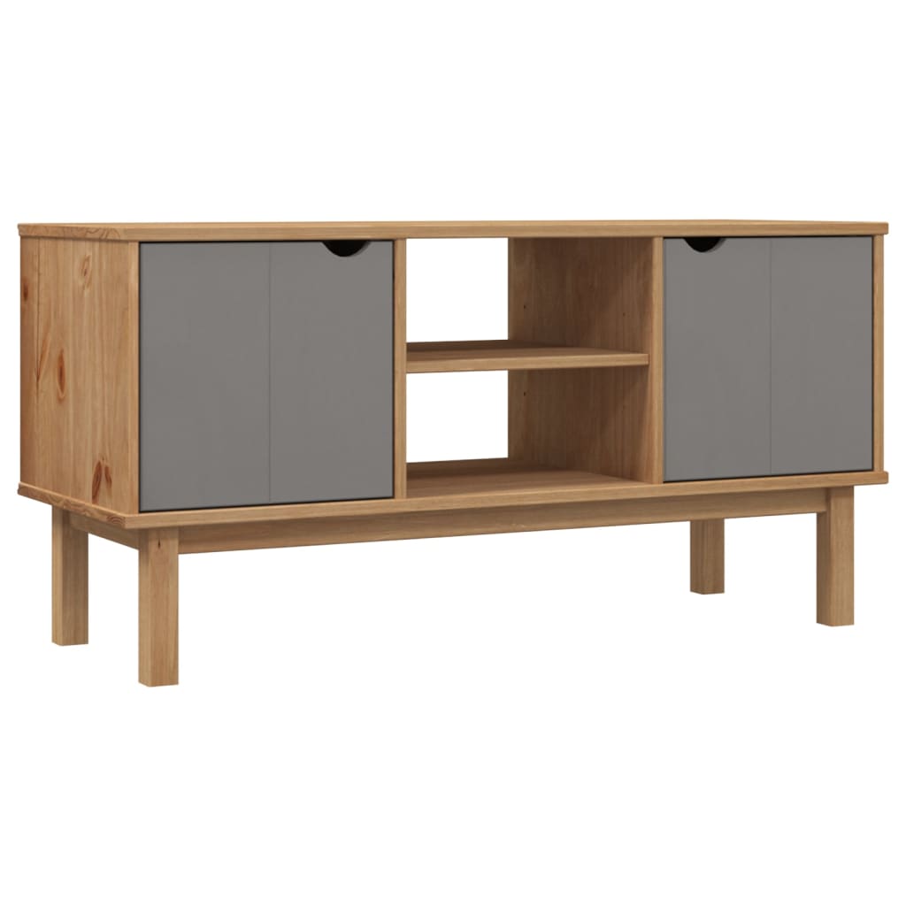 vidaXL Meuble TV OTTA marron et gris 113,5x43x57 cm bois de pin massif