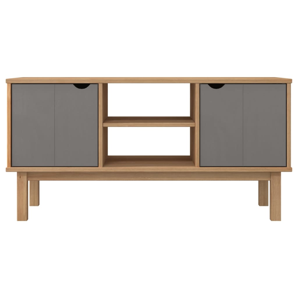 vidaXL Meuble TV OTTA marron et gris 113,5x43x57 cm bois de pin massif