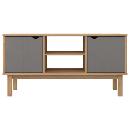 vidaXL Meuble TV OTTA marron et gris 113,5x43x57 cm bois de pin massif