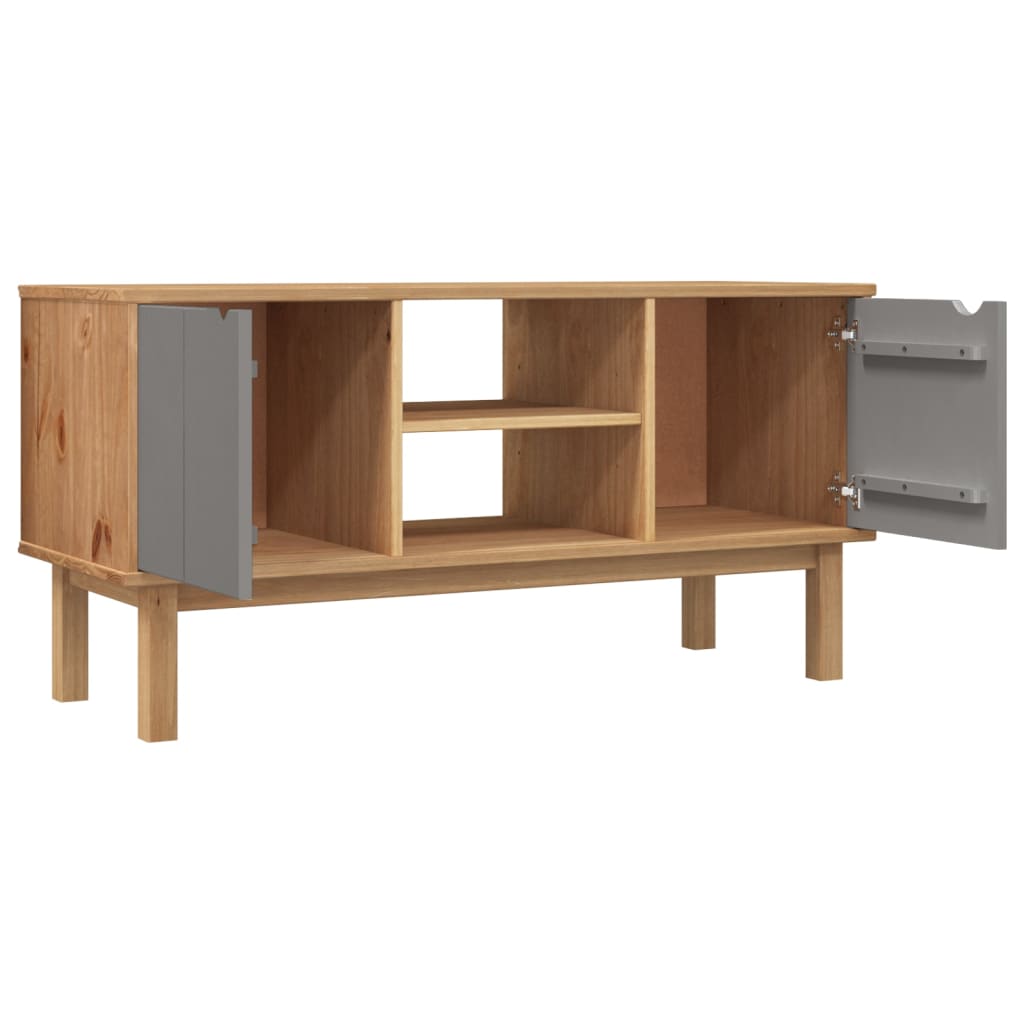 vidaXL Meuble TV OTTA marron et gris 113,5x43x57 cm bois de pin massif