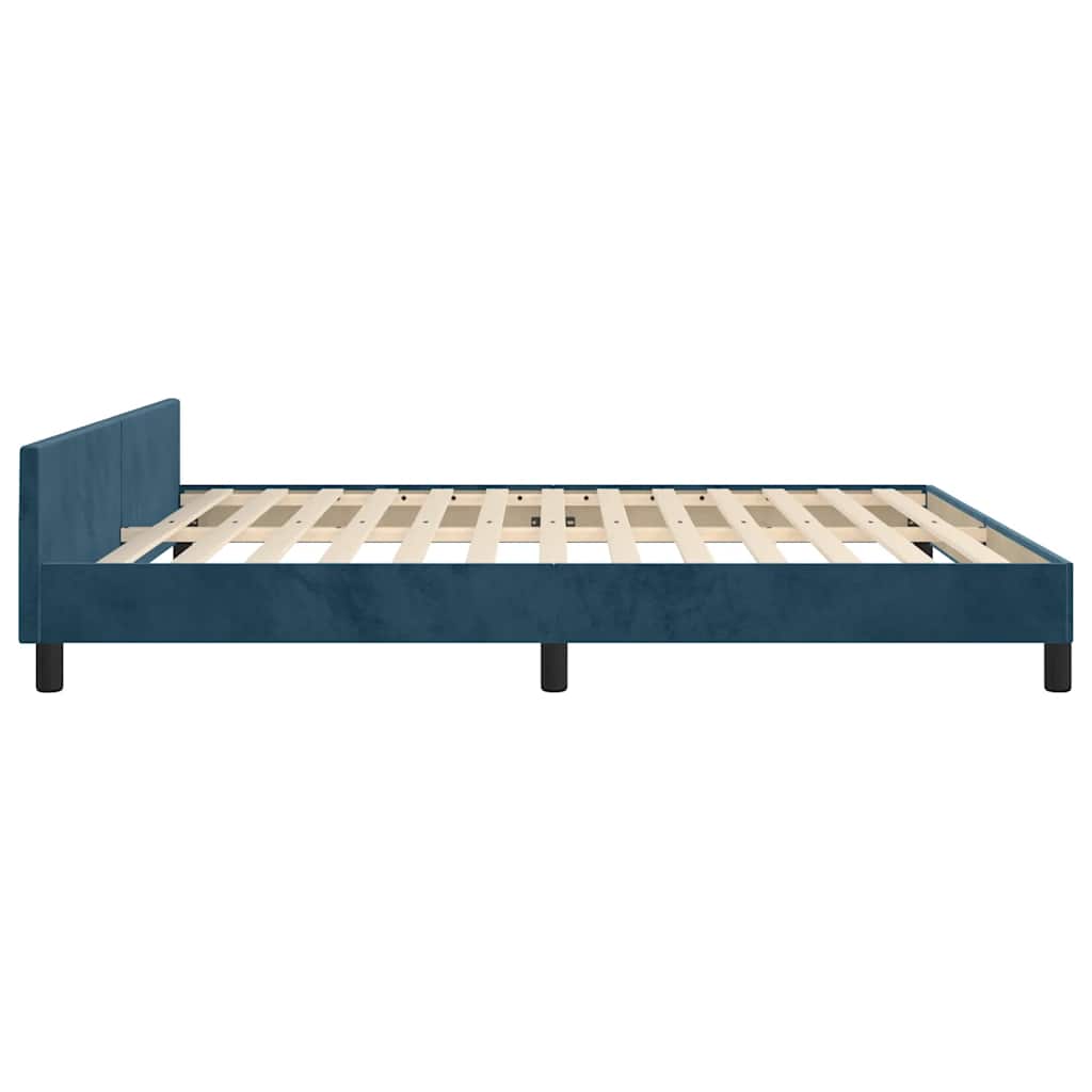 vidaXL Cadre de lit sans matelas Bleu foncé 160x200 cm Velours