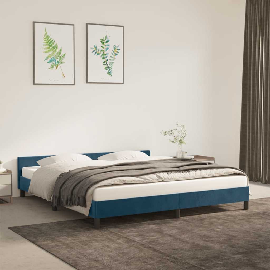 vidaXL Cadre de lit sans matelas Bleu foncé 160x200 cm Velours