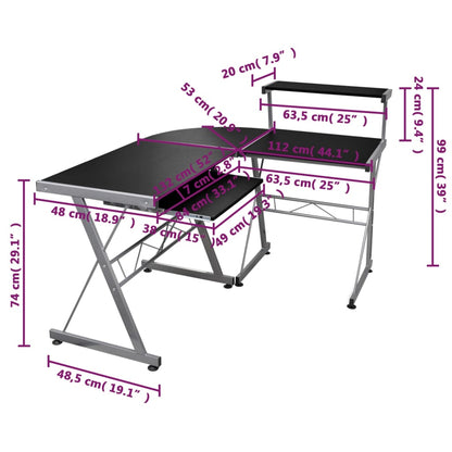vidaXL Bureau d'angle Noir 132x112x99 cm Aggloméré