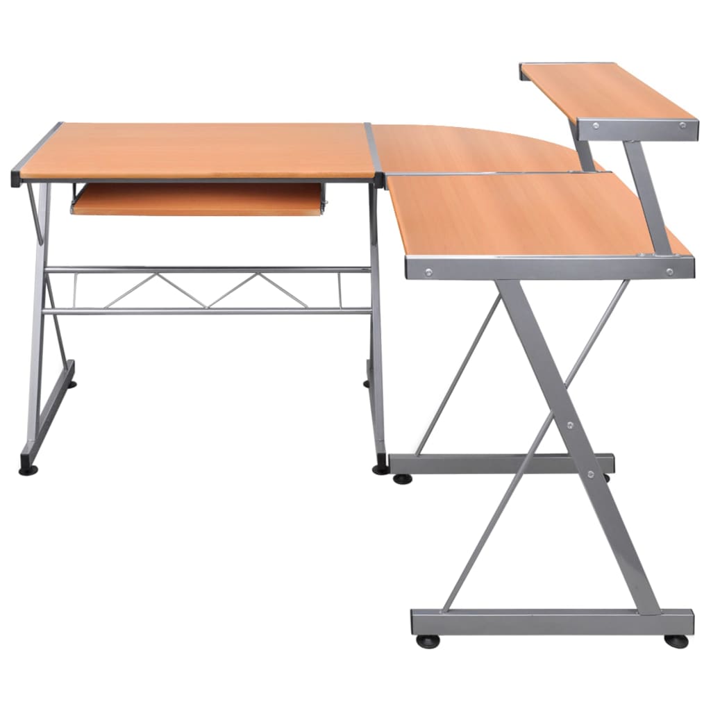 vidaXL Bureau d'angle informatique marron 132x112x99 cm bois d'ingénierie