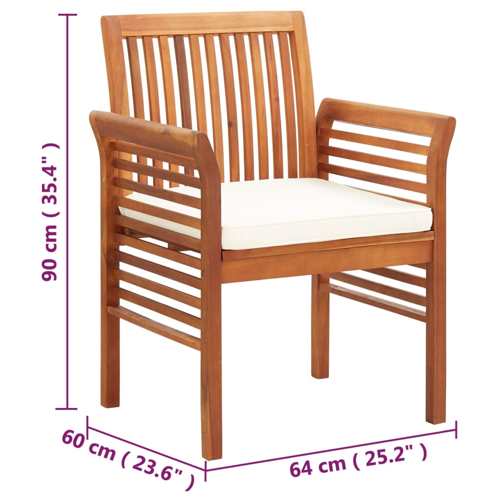 vidaXL Chaises de salle à manger de jardin avec coussins 4 pcs Bois d'acacia massif
