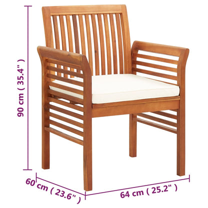vidaXL Chaises de salle à manger de jardin avec coussins 4 pcs Bois d'acacia massif