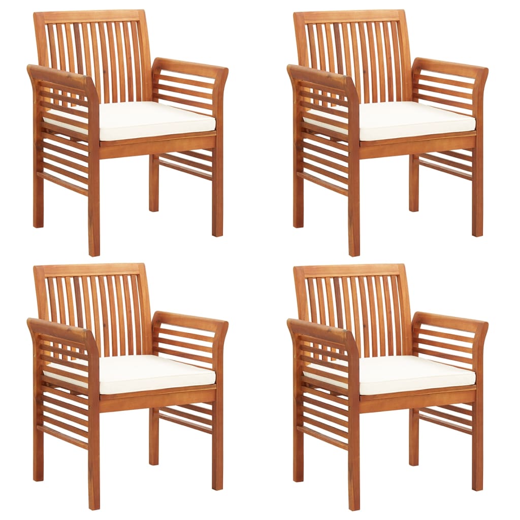 vidaXL Chaises de salle à manger de jardin avec coussins 4 pcs Bois d'acacia massif