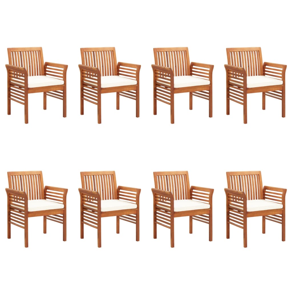 vidaXL Chaises de jardin avec coussins 8 pcs Bois d'acacia massif
