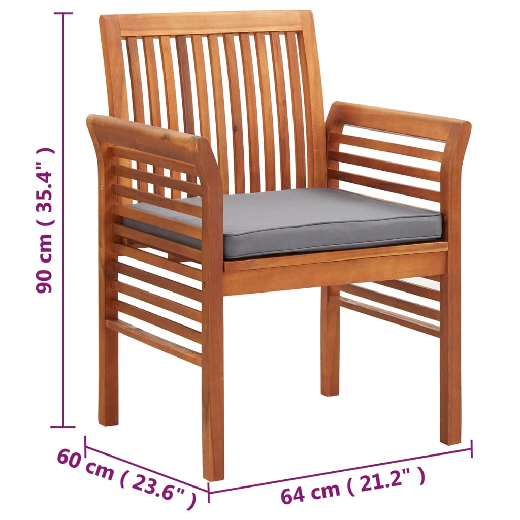 vidaXL Chaises de jardin avec coussins 8 pcs Bois d'acacia massif