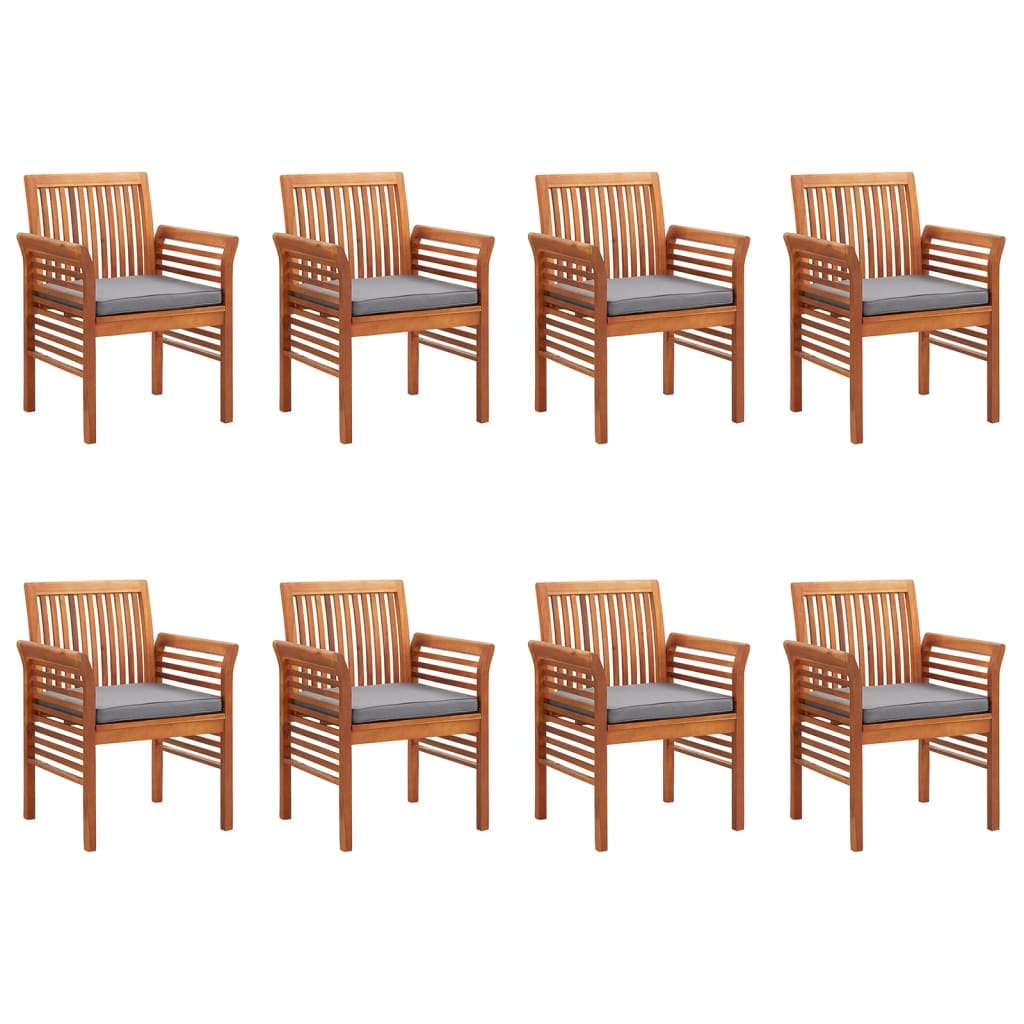 vidaXL Chaises de jardin avec coussins 8 pcs Bois d'acacia massif