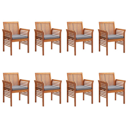 vidaXL Chaises de jardin avec coussins 8 pcs Bois d'acacia massif