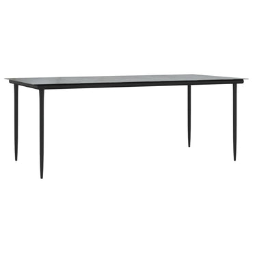 vidaXL Table de salle à manger de jardin noir 200x100x74 cm Acier et verre trempé