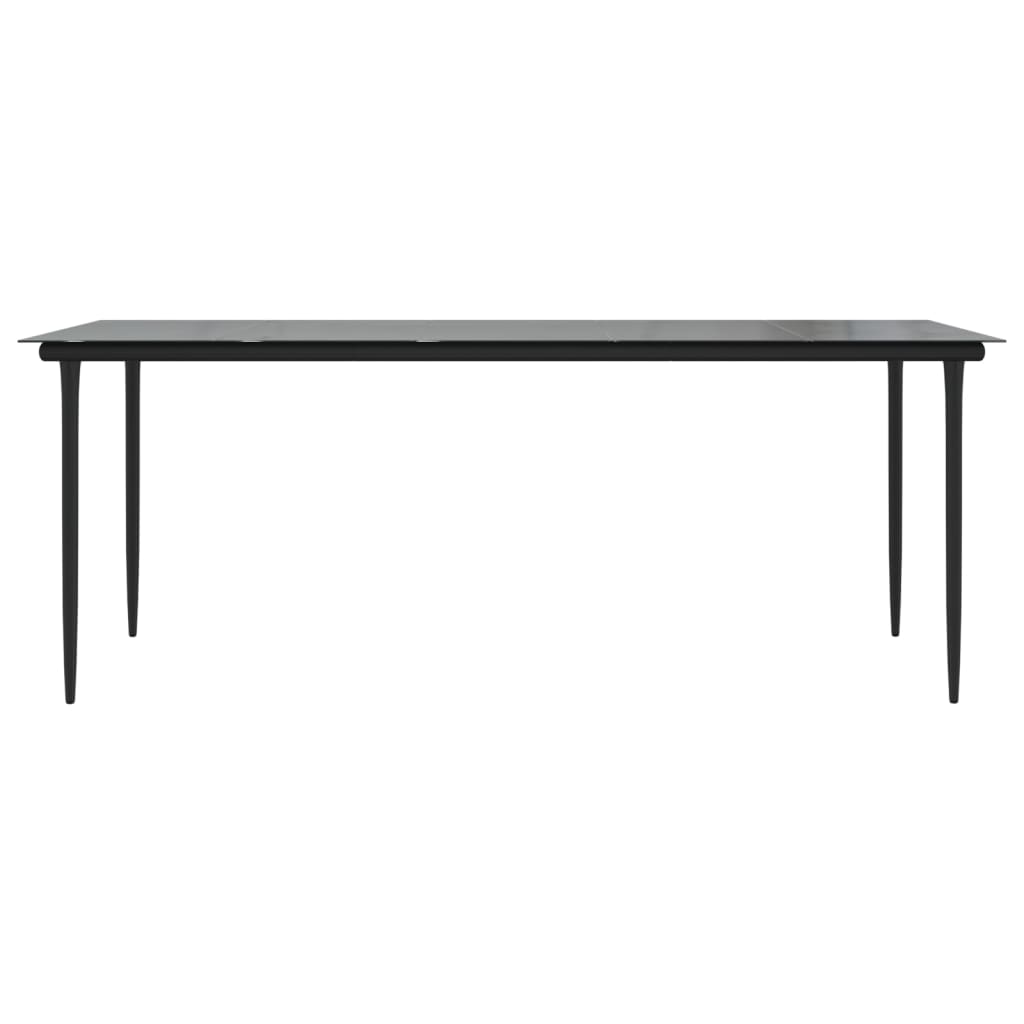 vidaXL Table de salle à manger de jardin noir 200x100x74 cm Acier et verre trempé