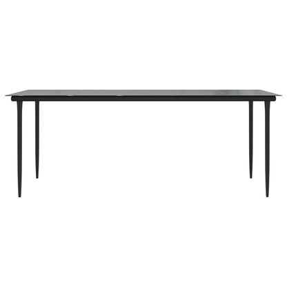 vidaXL Table de salle à manger de jardin noir 200x100x74 cm Acier et verre trempé