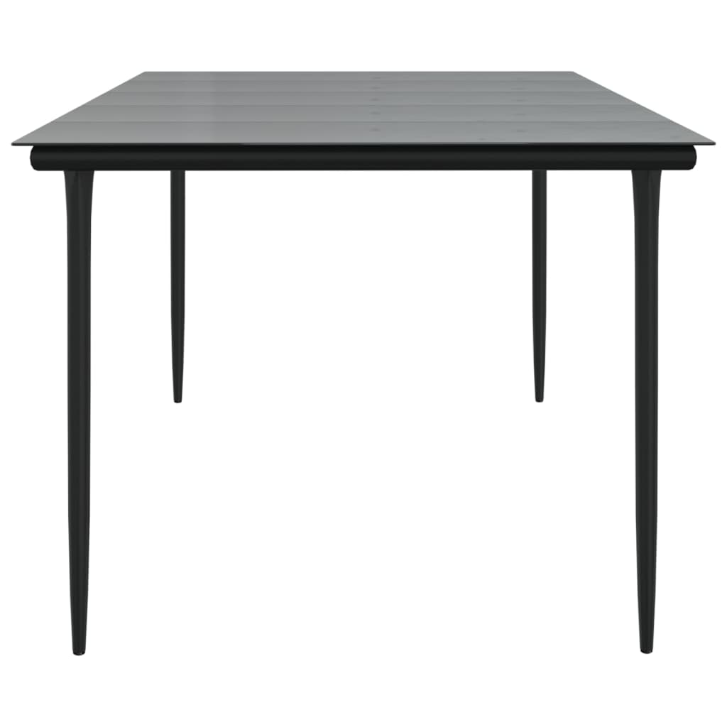 vidaXL Table de salle à manger de jardin noir 200x100x74 cm Acier et verre trempé