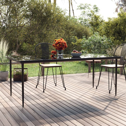vidaXL Table de salle à manger de jardin noir 200x100x74 cm Acier et verre trempé